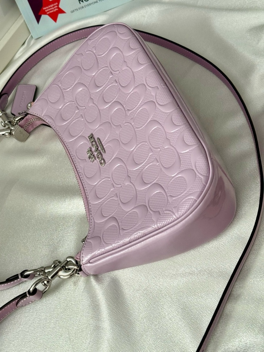 Coach Lilac Signature Embossed Crossbody Bag - Picture 7 of 11